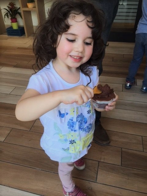 My daughter eating gelato in Rome