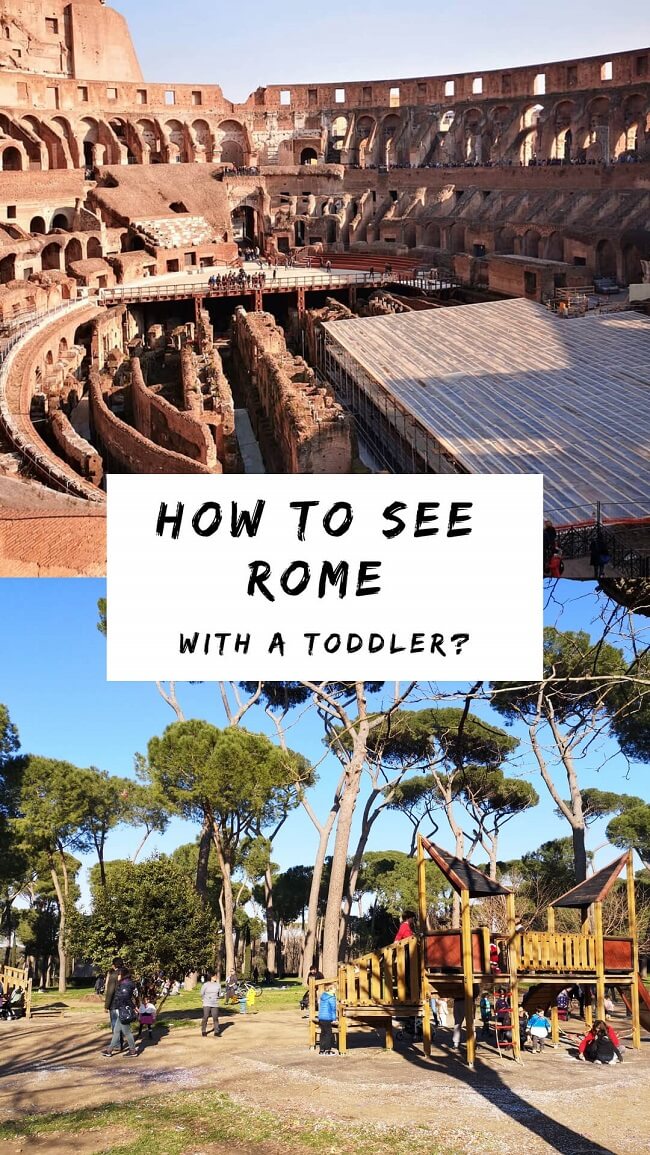 Photo collage with colosseum and Rome playground