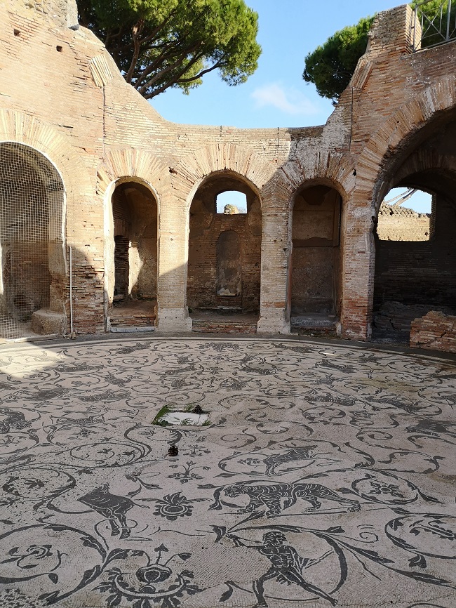 Floor mosaics in ostia antica building