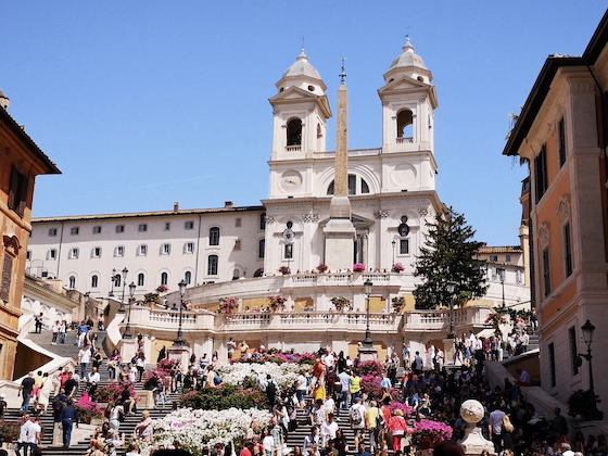 Spanish Steps Rome with flowers in spring