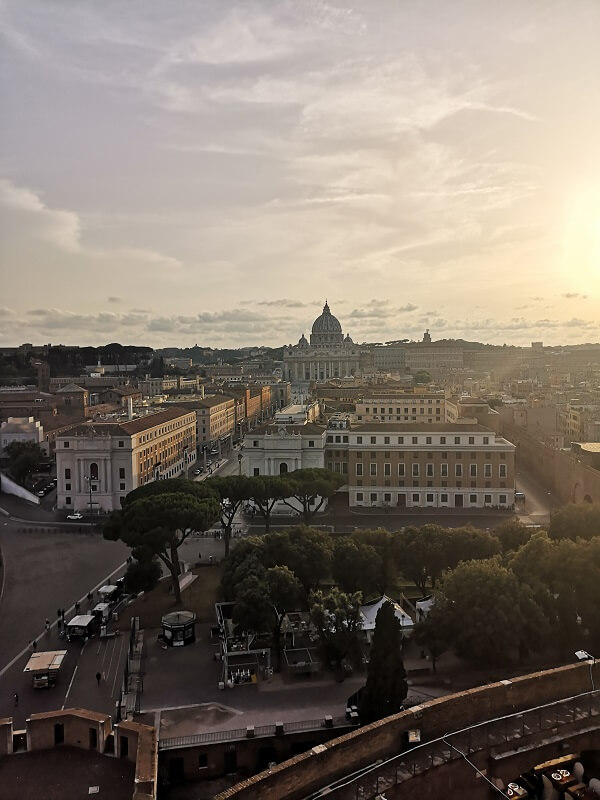 View of St Peter Basilica and Vatican square from Castel Sant'Angelo