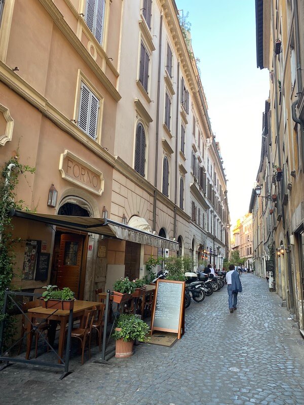 cobbled street in Rione Monti, Rome