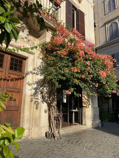 Details of flowers over door on Piazza della Madonna dei Monti, Rome