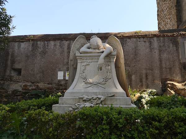 angel of grief sculpture at Rome non catholic cemetery