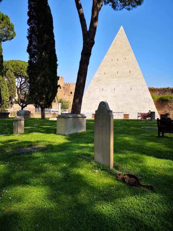 rome pyramid as seen from the non-catholic cemetery