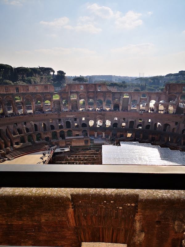 View of the inside of the Colosseum from the top tier