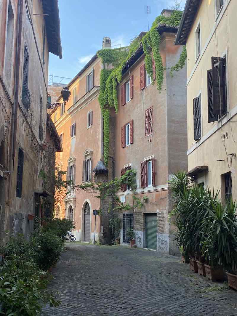 Pretty cobbled street in Trastevere Rome