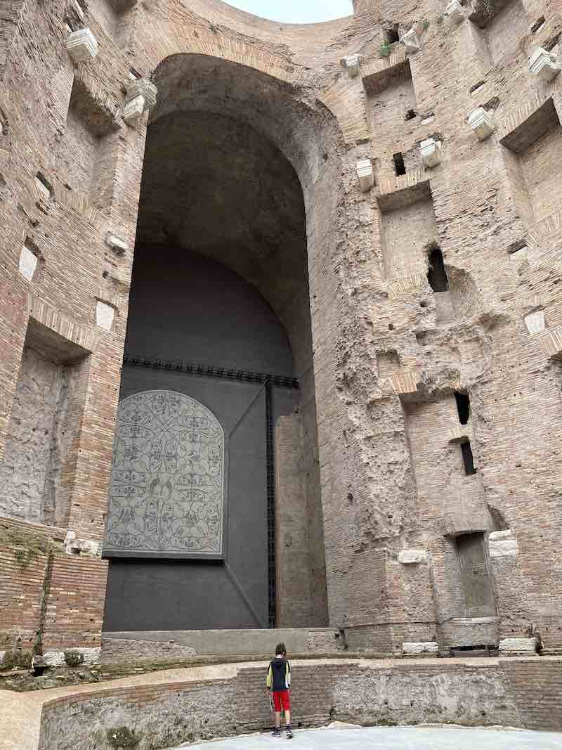 Natatio of Bath of Diocletian with my son in front, for proportion