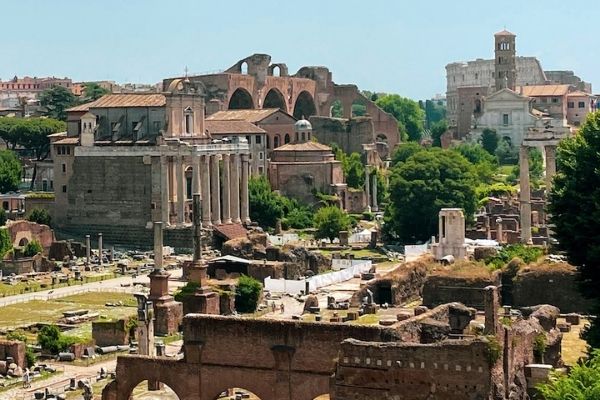 View of the Roman Forum in summer