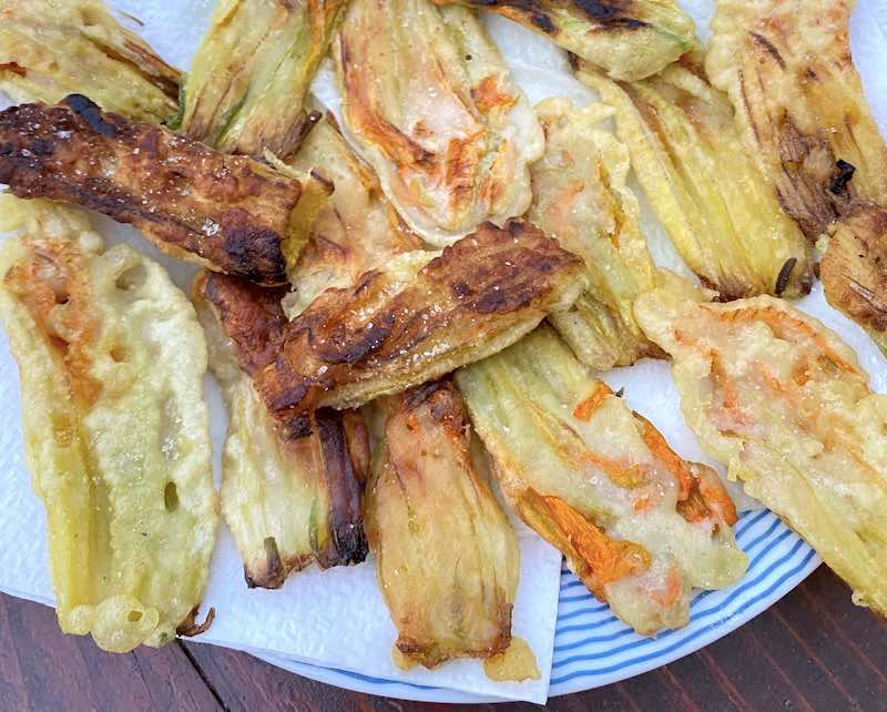 home made fried zucchini flowers