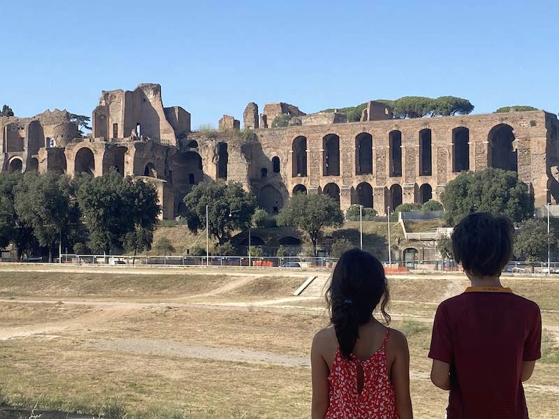 Children in Circus Maximus Rome