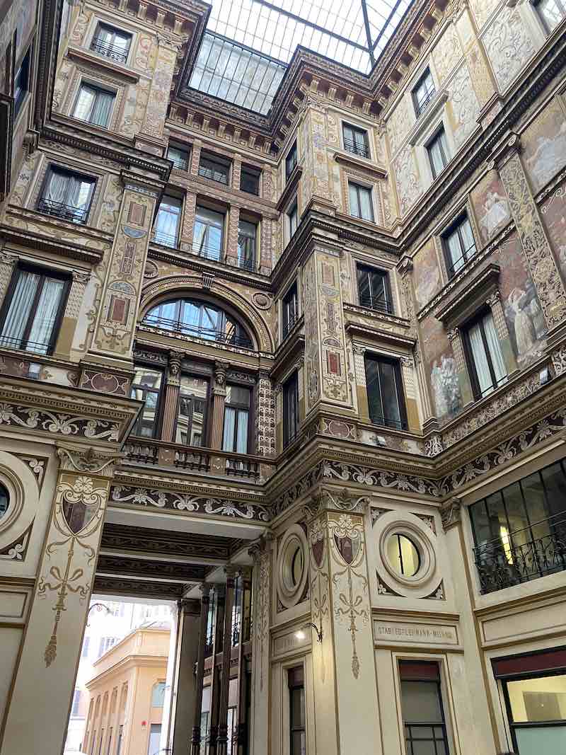 Galleria Sciarra, Rome: hidden passageway with elaborate decor in Art Nouveau style