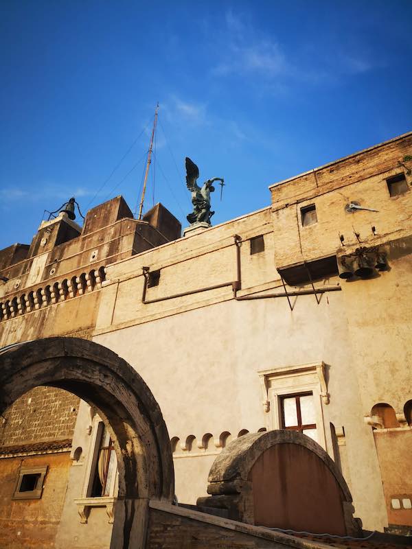 Statue of archangel Michael on top of Castel Sant'Angelo Rome Italy