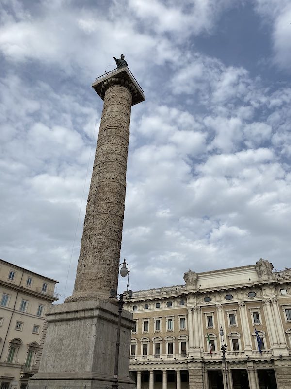 The Roman Column of Emperor Marcus Aurelius in Rome Piazza Colonna