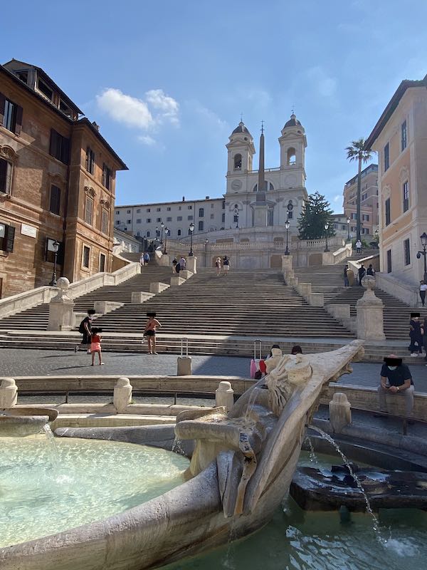 Rome's Spanish Steps with an obelisk in front of Trinita' dei Monti church