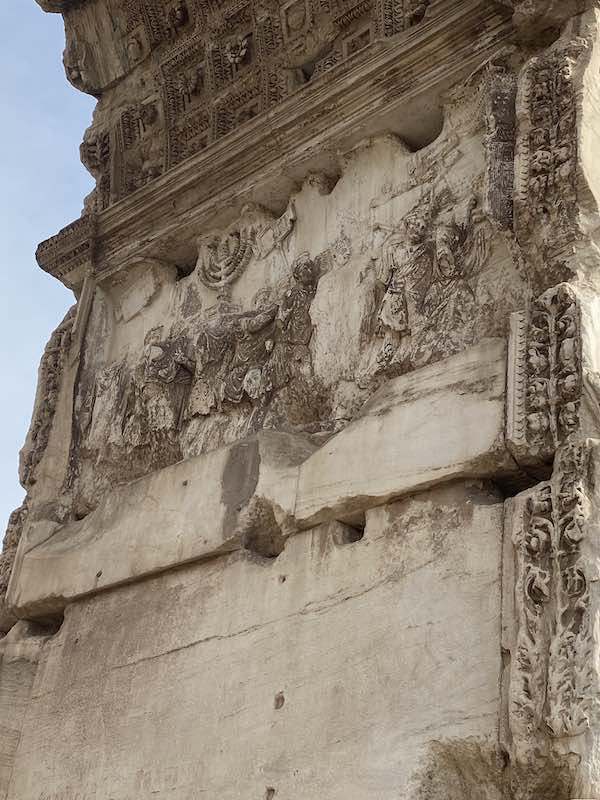 detail of sculpture inside the Arch of Titus