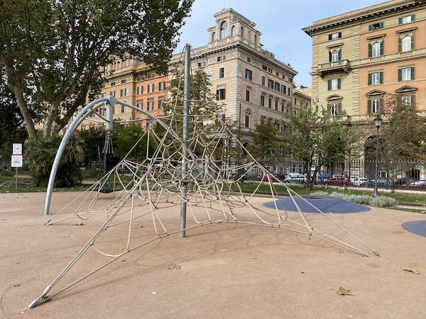 Climbing frame in kids' playground in Rome city center 