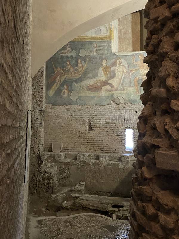 Inside of the Roman Houses on the Caelian Hill, with ancient fresco