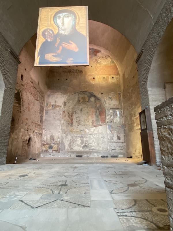 Inside of the ancient Christian church of Santa Maria Antiqua in Rome