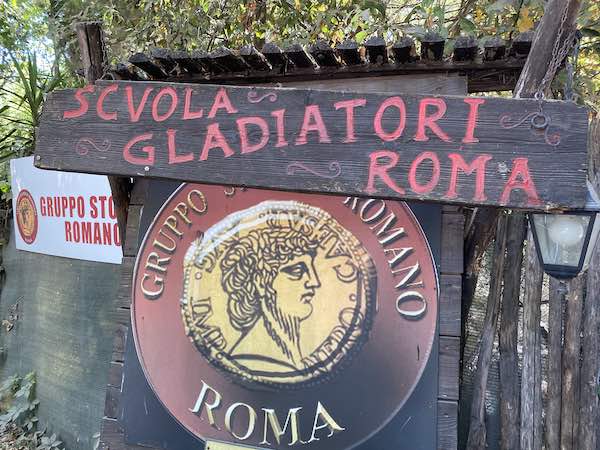 Entrance sign to Gladiator school in Rome