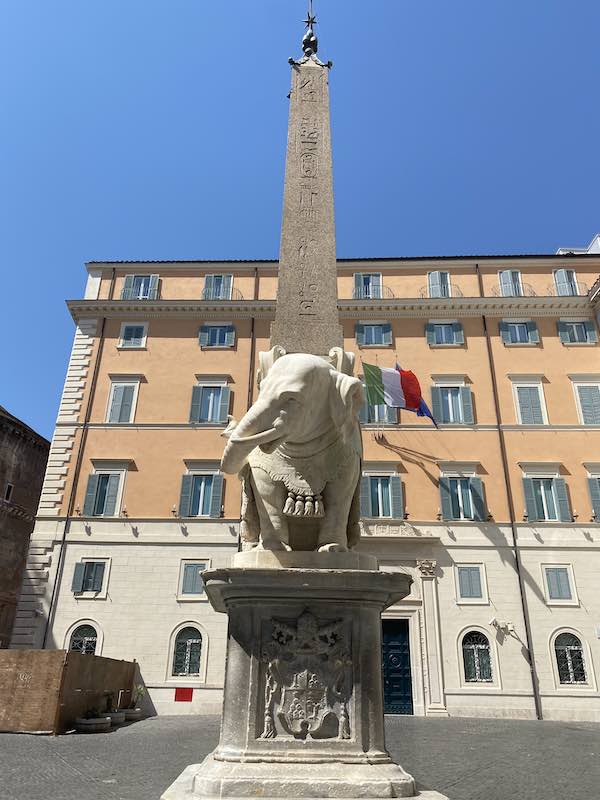 Statue of elephant by Bernini in Rome Piazza della Minerva