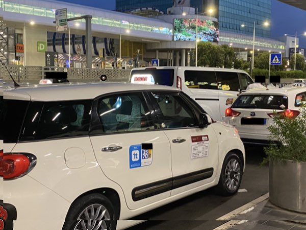 Taxi cab outside Rome airport
