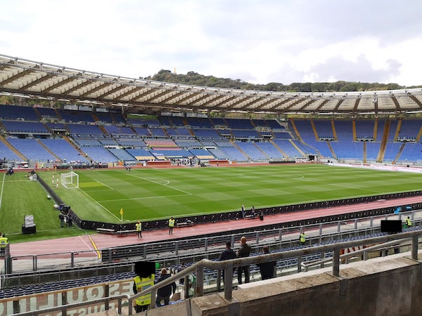 Soccer pitch in the Olympic stadium in Rome