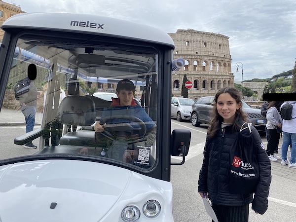 My children on the Rome Golf Cart Tour by LivTours