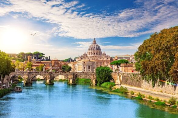 View of St Peter and the Tiber in Rome