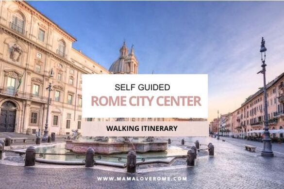 Image of Piazza Navona with overlay text: Self Guided Rome city center walking itinerary