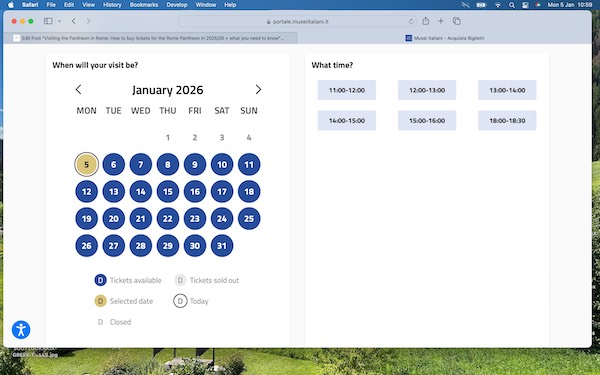 Rome Pantheon Tickets Booking screen
